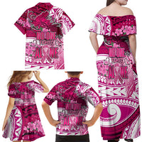 Breast Cancer Awareness Hawaii Family Matching Off Shoulder Maxi Dress and Hawaiian Shirt Polynesia Girl Nobody Fights Alone DT02 - Polynesian Pride