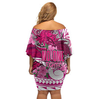 Breast Cancer Awareness Hawaii Family Matching Off Shoulder Short Dress and Hawaiian Shirt Polynesia Girl Nobody Fights Alone DT02 - Polynesian Pride