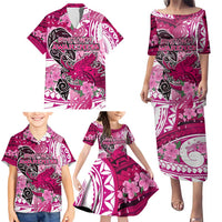 Breast Cancer Awareness Hawaii Family Matching Puletasi and Hawaiian Shirt Polynesia Girl Nobody Fights Alone DT02 - Polynesian Pride