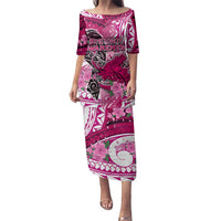 Breast Cancer Awareness Hawaii Family Matching Puletasi and Hawaiian Shirt Polynesia Girl Nobody Fights Alone DT02 Mom's Dress Pink - Polynesian Pride