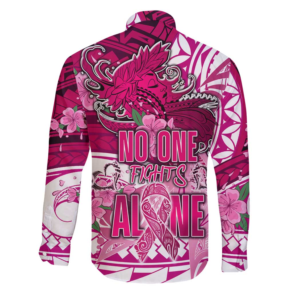 Breast Cancer Awareness Hawaii Family Matching Short Sleeve Bodycon Dress and Hawaiian Shirt Polynesia Girl Nobody Fights Alone DT02 - Polynesian Pride