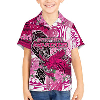 Breast Cancer Awareness Hawaii Family Matching Short Sleeve Bodycon Dress and Hawaiian Shirt Polynesia Girl Nobody Fights Alone DT02 Son's Shirt Pink - Polynesian Pride