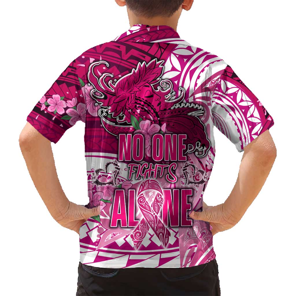 Breast Cancer Awareness Hawaii Family Matching Summer Maxi Dress and Hawaiian Shirt Polynesia Girl Nobody Fights Alone DT02 - Polynesian Pride