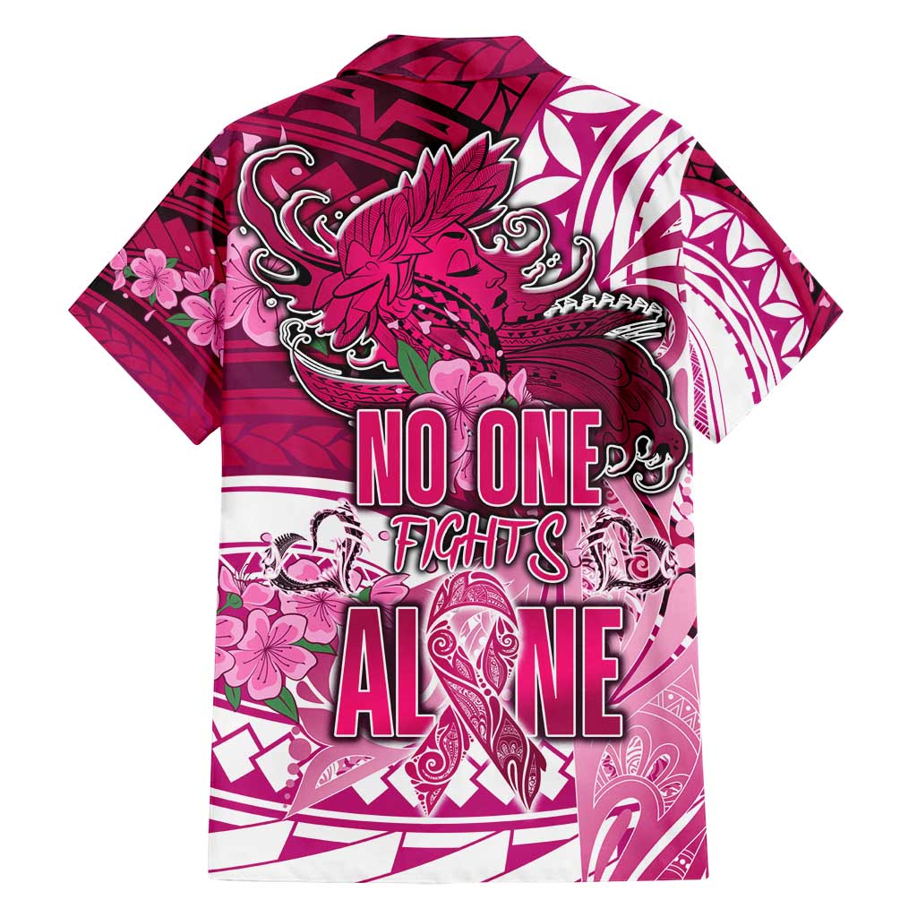 Breast Cancer Awareness Hawaii Family Matching Summer Maxi Dress and Hawaiian Shirt Polynesia Girl Nobody Fights Alone DT02 - Polynesian Pride