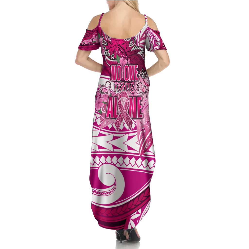 Breast Cancer Awareness Hawaii Family Matching Summer Maxi Dress and Hawaiian Shirt Polynesia Girl Nobody Fights Alone DT02 - Polynesian Pride