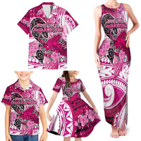 Breast Cancer Awareness Hawaii Family Matching Tank Maxi Dress and Hawaiian Shirt Polynesia Girl Nobody Fights Alone DT02 - Polynesian Pride