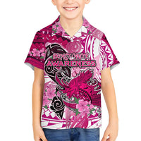 Breast Cancer Awareness Hawaii Family Matching Tank Maxi Dress and Hawaiian Shirt Polynesia Girl Nobody Fights Alone DT02 Son's Shirt Pink - Polynesian Pride