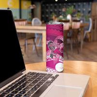 Breast Cancer Awareness Hawaii Skinny Tumbler Polynesia Girl Nobody Fights Alone