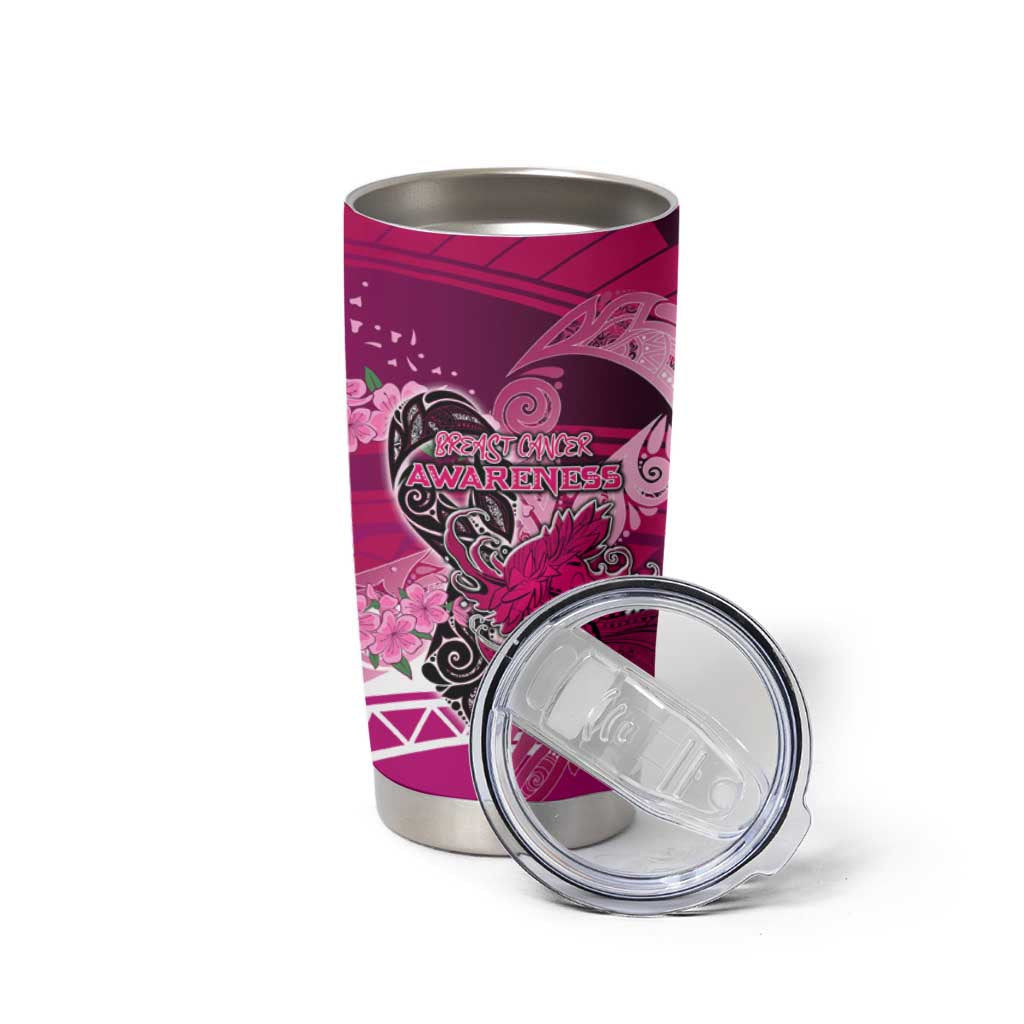 Breast Cancer Awareness Hawaii Tumbler Cup Polynesia Girl Nobody Fights Alone DT02 - Polynesian Pride