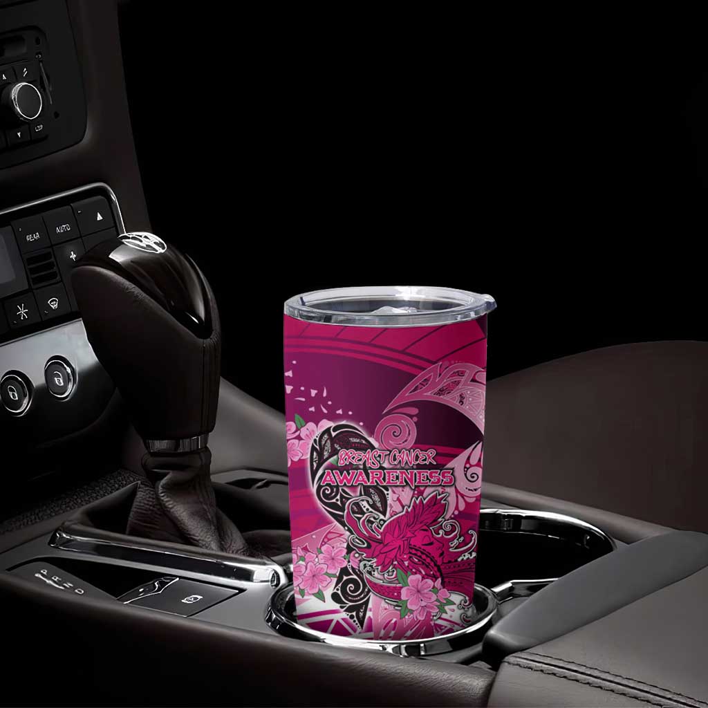 Breast Cancer Awareness Hawaii Tumbler Cup Polynesia Girl Nobody Fights Alone DT02 - Polynesian Pride