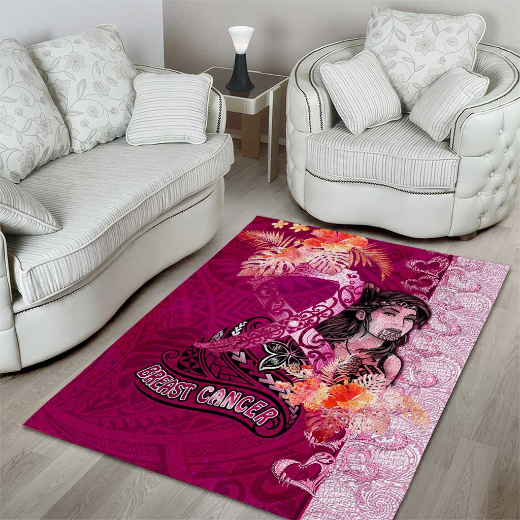 Breast Cancer New Zealand Area Rug Maori Aotearoa Girl Pink Out DT02 - Polynesian Pride