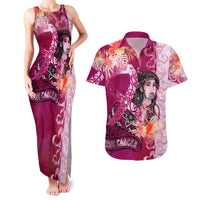 Breast Cancer New Zealand Couples Matching Tank Maxi Dress and Hawaiian Shirt Maori Aotearoa Girl Pink Out DT02 Pink - Polynesian Pride