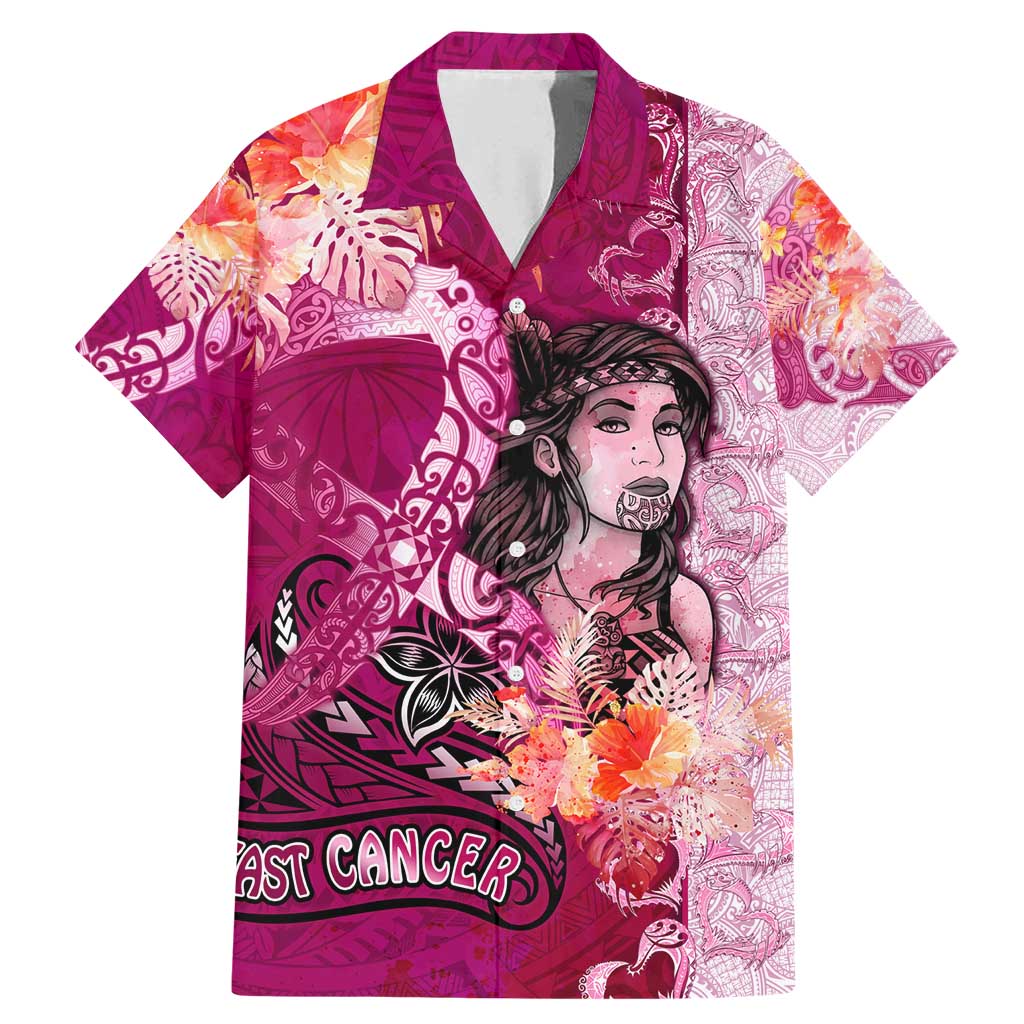 Breast Cancer New Zealand Family Matching Mermaid Dress and Hawaiian Shirt Maori Aotearoa Girl Pink Out DT02 Dad's Shirt - Short Sleeve Pink - Polynesian Pride