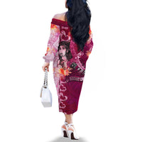 Breast Cancer New Zealand Family Matching Off The Shoulder Long Sleeve Dress and Hawaiian Shirt Maori Aotearoa Girl Pink Out DT02 - Polynesian Pride