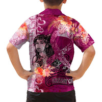 Breast Cancer New Zealand Family Matching Off Shoulder Short Dress and Hawaiian Shirt Maori Aotearoa Girl Pink Out DT02 - Polynesian Pride