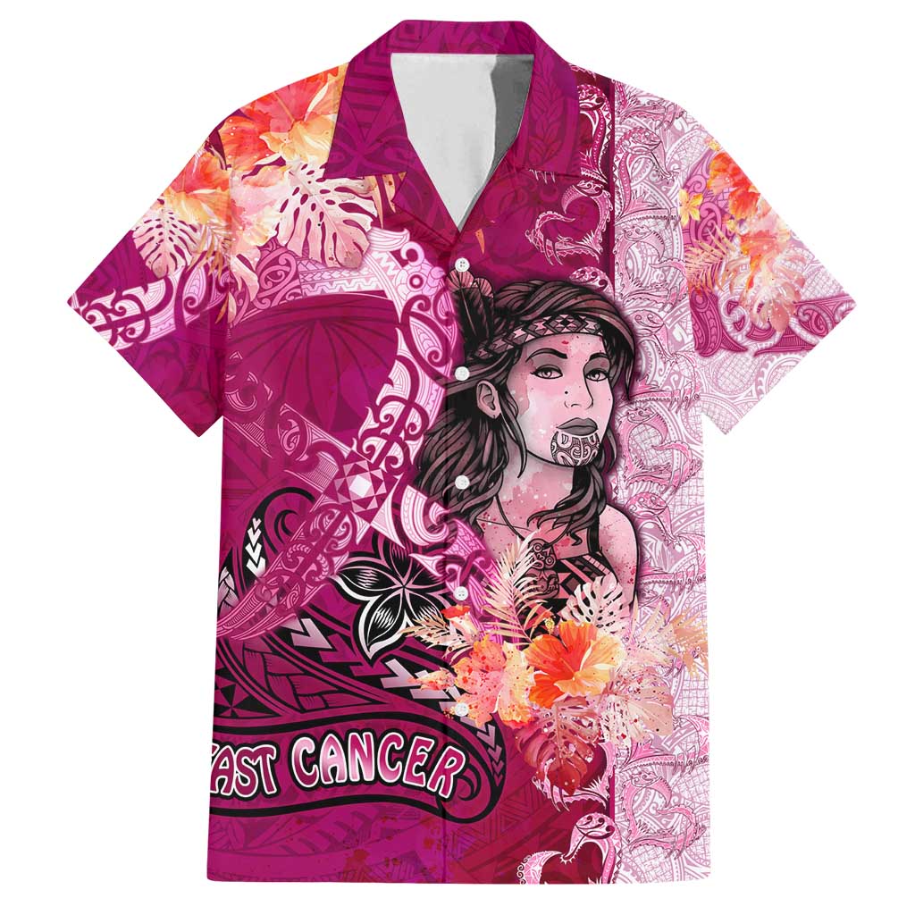 Breast Cancer New Zealand Family Matching Off Shoulder Short Dress and Hawaiian Shirt Maori Aotearoa Girl Pink Out DT02 Dad's Shirt - Short Sleeve Pink - Polynesian Pride