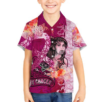 Breast Cancer New Zealand Family Matching Summer Maxi Dress and Hawaiian Shirt Maori Aotearoa Girl Pink Out DT02 Son's Shirt Pink - Polynesian Pride