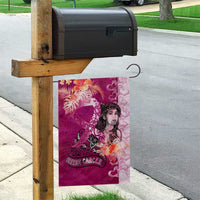 Breast Cancer New Zealand Garden Flag Maori Aotearoa Girl Pink Out DT02 - Polynesian Pride