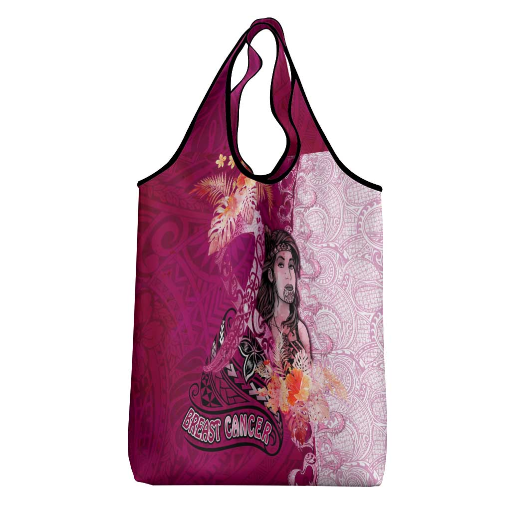 Breast Cancer New Zealand Grocery Bag Maori Aotearoa Girl Pink Out DT02 - Polynesian Pride