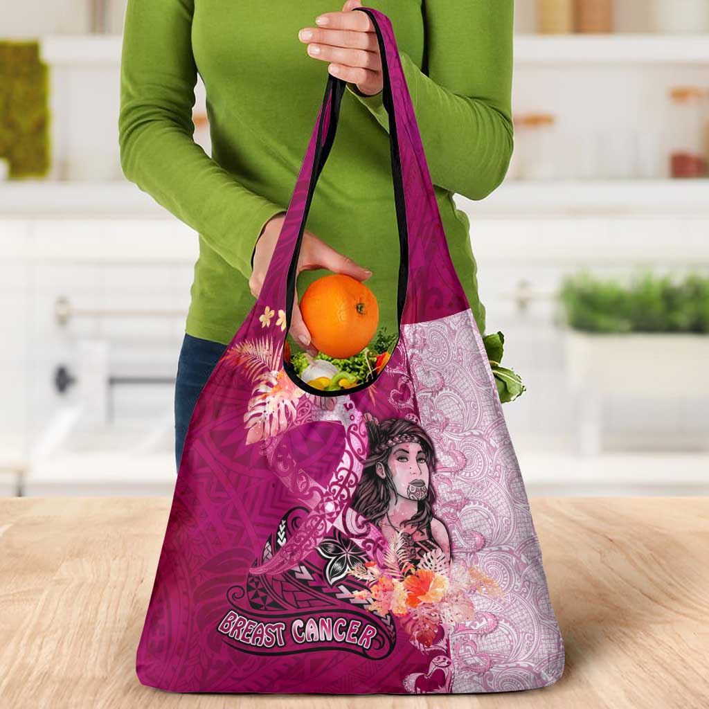 Breast Cancer New Zealand Grocery Bag Maori Aotearoa Girl Pink Out DT02 - Polynesian Pride