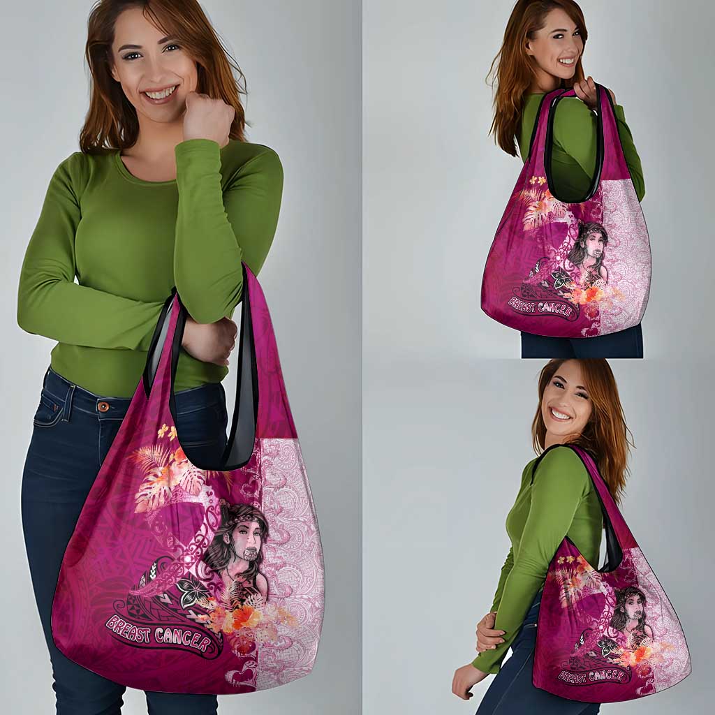 Breast Cancer New Zealand Grocery Bag Maori Aotearoa Girl Pink Out DT02 - Polynesian Pride