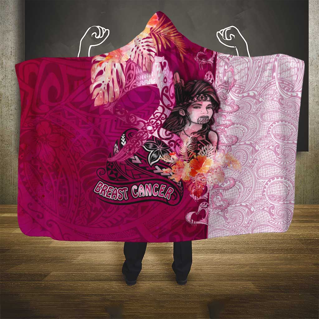Breast Cancer New Zealand Hooded Blanket Maori Aotearoa Girl Pink Out DT02 - Polynesian Pride