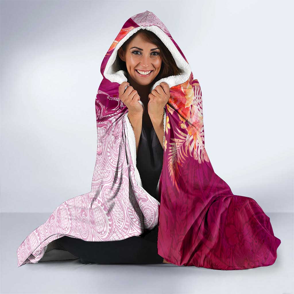 Breast Cancer New Zealand Hooded Blanket Maori Aotearoa Girl Pink Out DT02 - Polynesian Pride