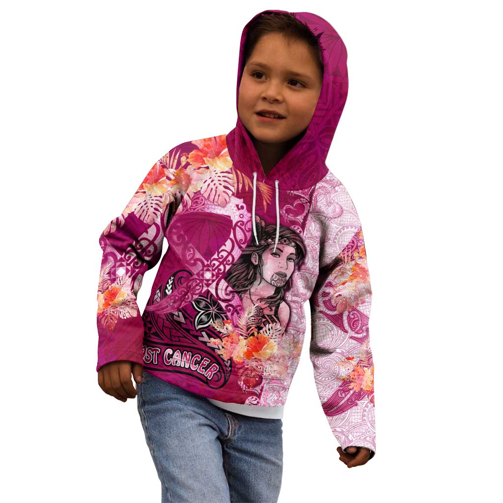 Breast Cancer New Zealand Kid Hoodie Maori Aotearoa Girl Pink Out DT02 - Polynesian Pride