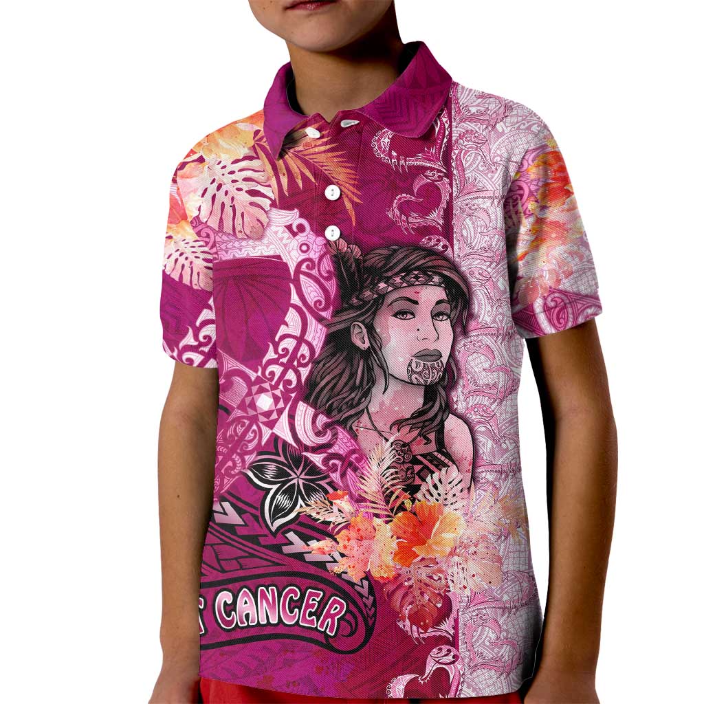 Breast Cancer New Zealand Kid Polo Shirt Maori Aotearoa Girl Pink Out DT02 Kid Pink - Polynesian Pride