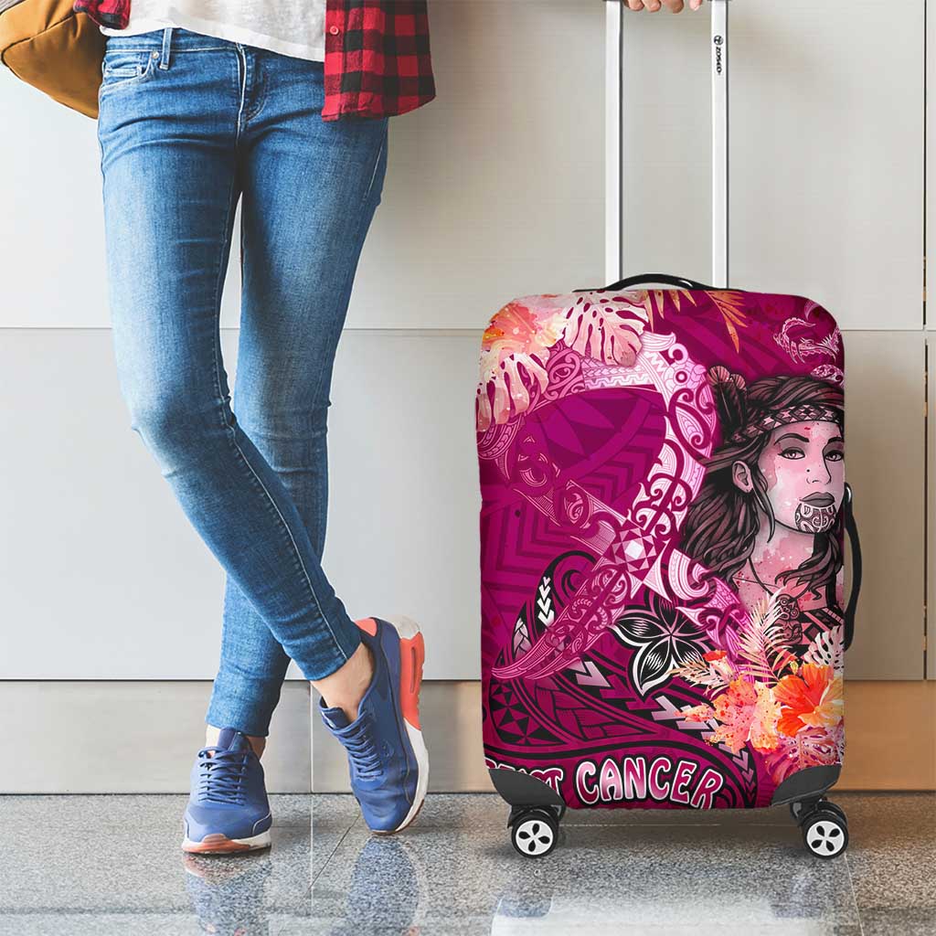 Breast Cancer New Zealand Luggage Cover Maori Aotearoa Girl Pink Out DT02 - Polynesian Pride