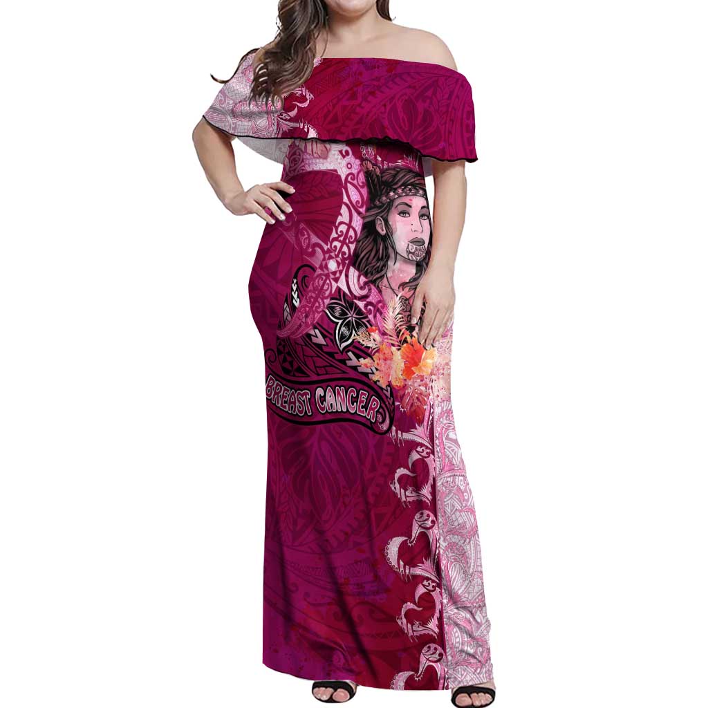 Breast Cancer New Zealand Off Shoulder Maxi Dress Maori Aotearoa Girl Pink Out