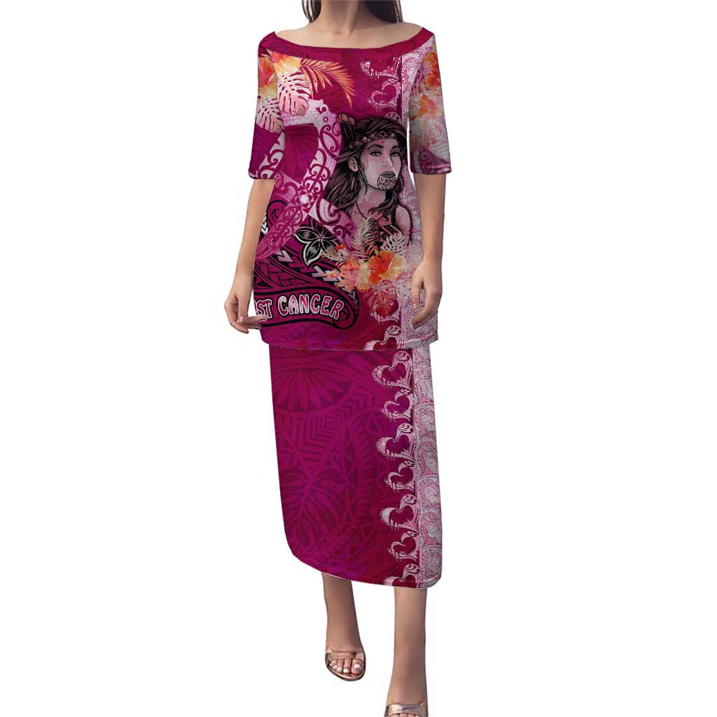 Breast Cancer New Zealand Puletasi Maori Aotearoa Girl Pink Out DT02 Long Dress Pink - Polynesian Pride