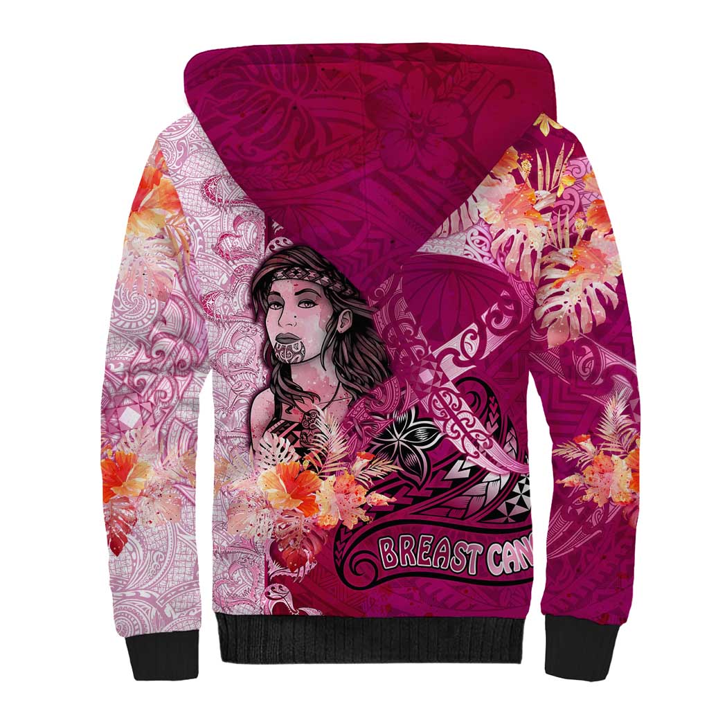 Breast Cancer New Zealand Sherpa Hoodie Maori Aotearoa Girl Pink Out DT02 - Polynesian Pride