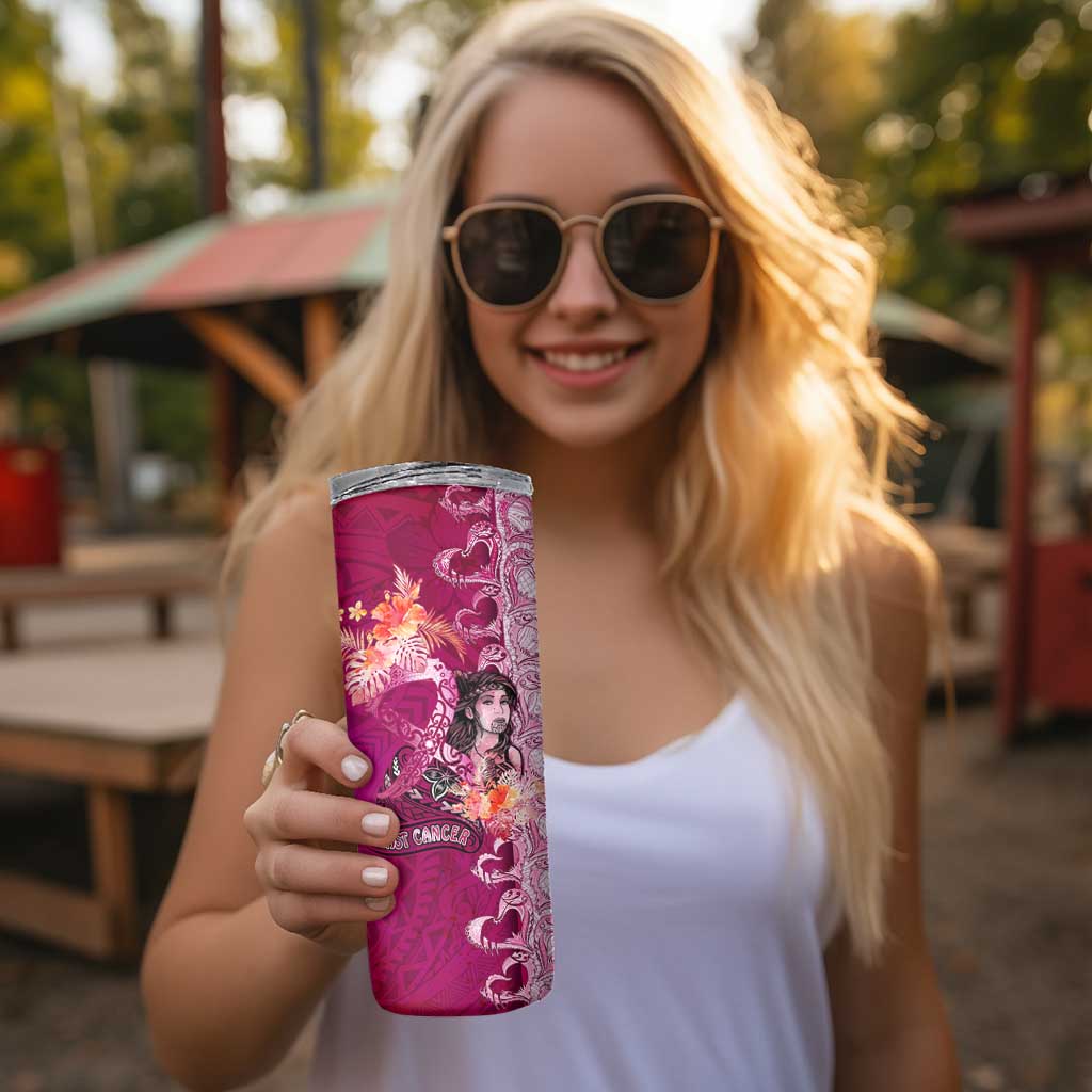 Breast Cancer New Zealand Skinny Tumbler Maori Aotearoa Girl Pink Out DT02 - Polynesian Pride