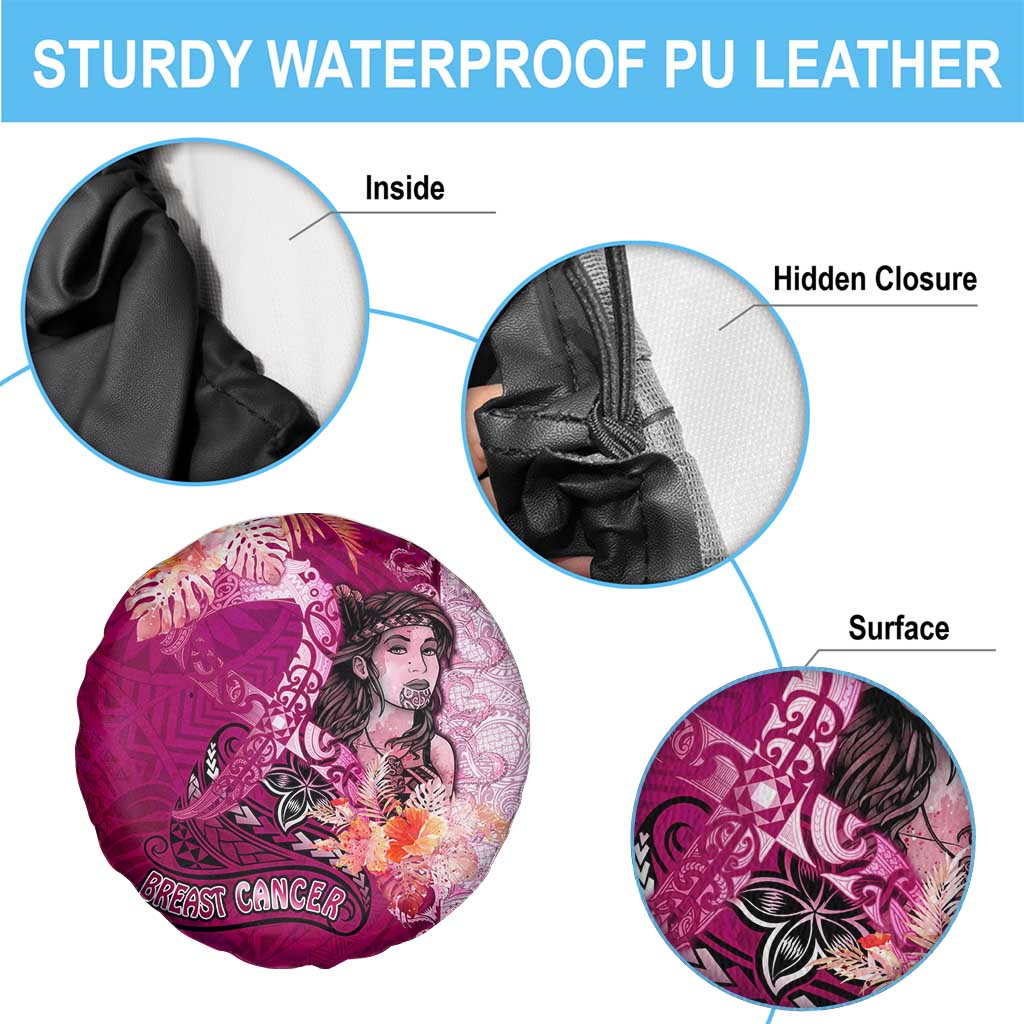 Breast Cancer New Zealand Spare Tire Cover Maori Aotearoa Girl Pink Out DT02 - Polynesian Pride