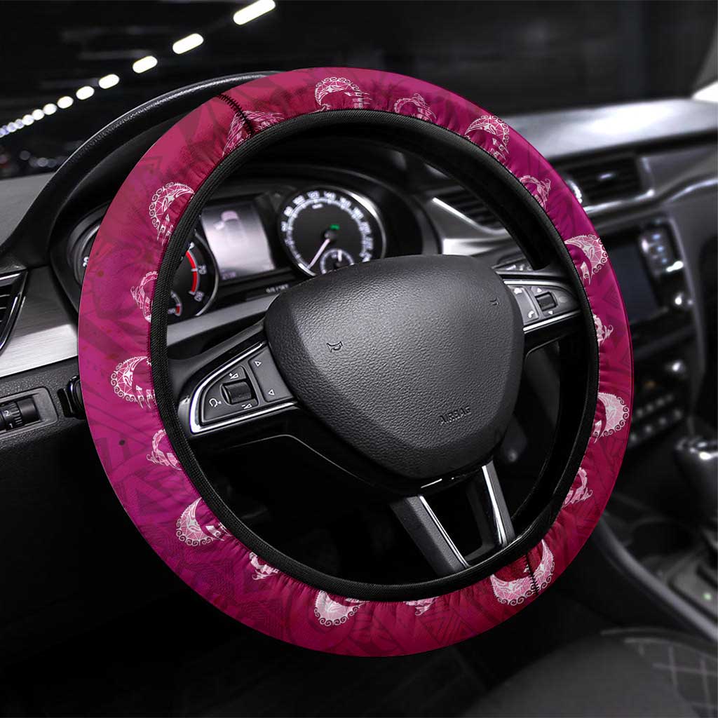 Breast Cancer New Zealand Steering Wheel Cover Maori Aotearoa Girl Pink Out DT02 Universal Fit Pink - Polynesian Pride