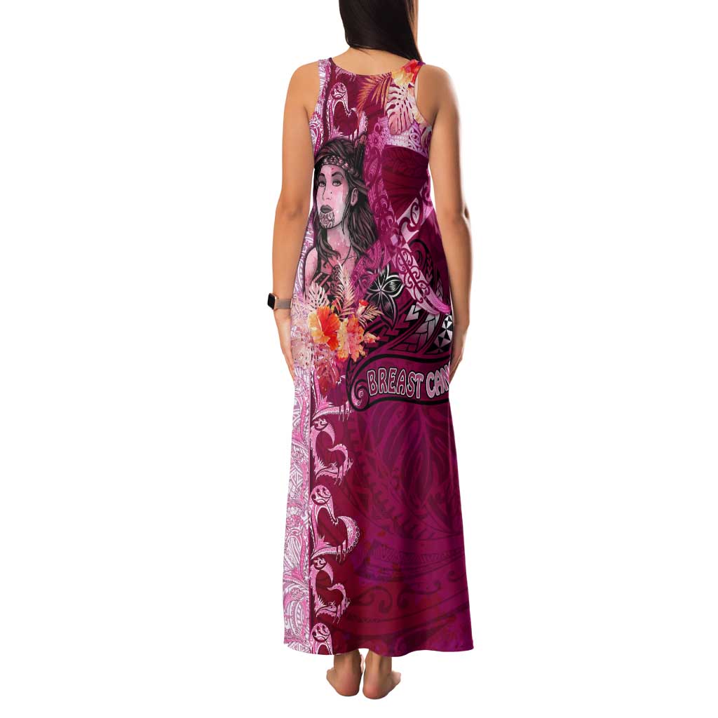 Breast Cancer New Zealand Tank Maxi Dress Maori Aotearoa Girl Pink Out DT02 - Polynesian Pride