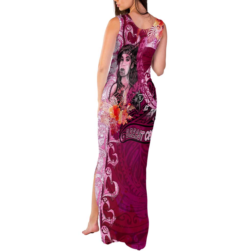 Breast Cancer New Zealand Tank Maxi Dress Maori Aotearoa Girl Pink Out DT02 - Polynesian Pride