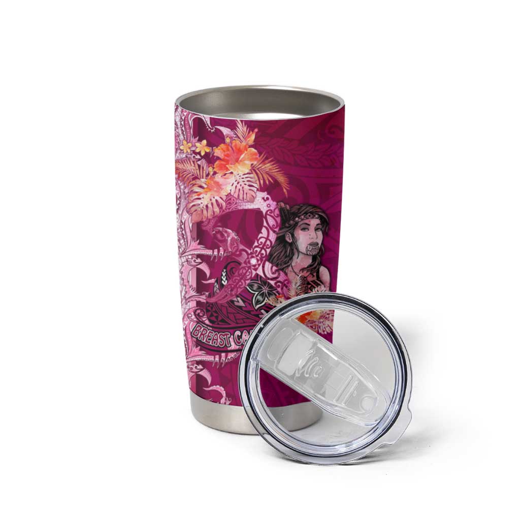 Breast Cancer New Zealand Tumbler Cup Maori Aotearoa Girl Pink Out DT02 - Polynesian Pride
