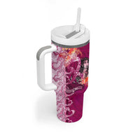 Breast Cancer New Zealand Tumbler With Handle Maori Aotearoa Girl Pink Out DT02 - Polynesian Pride
