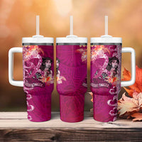 Breast Cancer New Zealand Tumbler With Handle Maori Aotearoa Girl Pink Out DT02 - Polynesian Pride