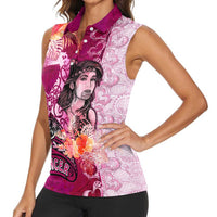 Breast Cancer New Zealand Women Sleeveless Polo Shirt Maori Aotearoa Girl Pink Out