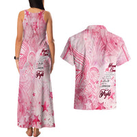 Breast Cancer Awareness Month Couples Matching Tank Maxi Dress and Hawaiian Shirt Butterfly Polynesia Watercolor Pink DT02 - Polynesian Pride
