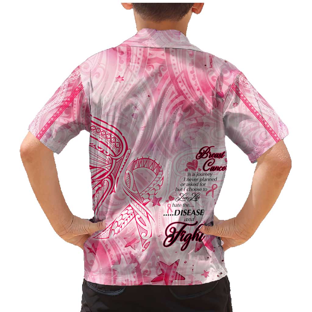 Breast Cancer Awareness Month Family Matching Mermaid Dress and Hawaiian Shirt Butterfly Polynesia Watercolor Pink DT02 - Polynesian Pride