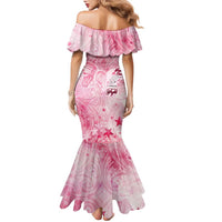 Breast Cancer Awareness Month Family Matching Mermaid Dress and Hawaiian Shirt Butterfly Polynesia Watercolor Pink DT02 - Polynesian Pride