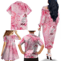 Breast Cancer Awareness Month Family Matching Off The Shoulder Long Sleeve Dress and Hawaiian Shirt Butterfly Polynesia Watercolor Pink DT02 - Polynesian Pride