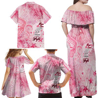 Breast Cancer Awareness Month Family Matching Off Shoulder Maxi Dress and Hawaiian Shirt Butterfly Polynesia Watercolor Pink DT02 - Polynesian Pride