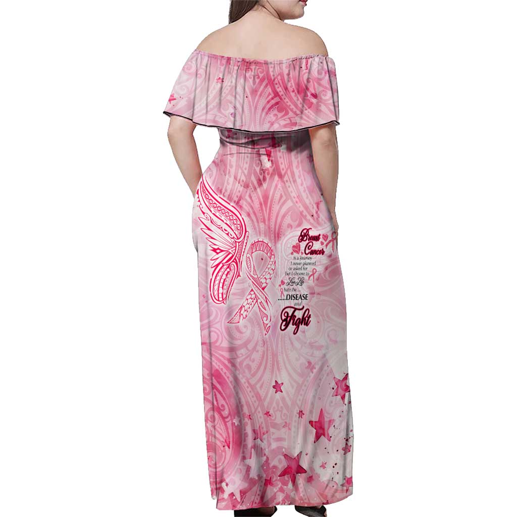 Breast Cancer Awareness Month Family Matching Off Shoulder Maxi Dress and Hawaiian Shirt Butterfly Polynesia Watercolor Pink DT02 - Polynesian Pride