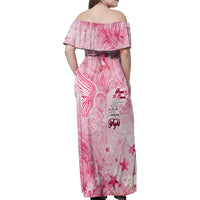 Breast Cancer Awareness Month Family Matching Off Shoulder Maxi Dress and Hawaiian Shirt Butterfly Polynesia Watercolor Pink DT02 - Polynesian Pride