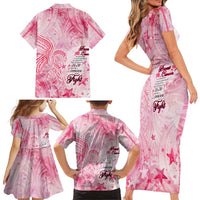 Breast Cancer Awareness Month Family Matching Short Sleeve Bodycon Dress and Hawaiian Shirt Butterfly Polynesia Watercolor Pink DT02 - Polynesian Pride